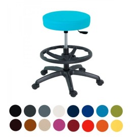 Taburete ALTO ECO, a gas, asiento en skai, reposapiés. (BIANC-SIL-EM-33.5)