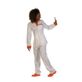 Bata entallada en colores vivos blanco&naranja ( B6200)