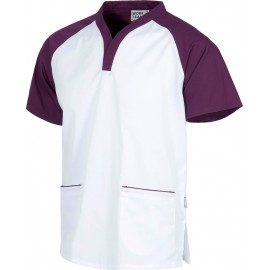 Casaca manga corta bicolor morado - blanco (B9700)