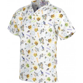Casaca de manga corta y cuello de pico estampado cohetes (B9801)