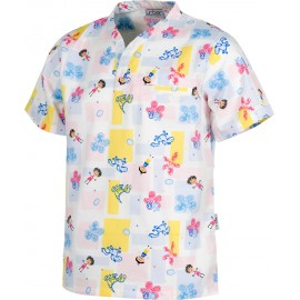 Casaca de manga corta y cuello de pico estampado dinosaurios (B9803)
