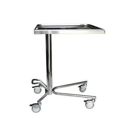Mesa para instrumental modelo Mayo acero inoxidable con sistema de elevación hidráulico y bandeja extraíble (BG-128)