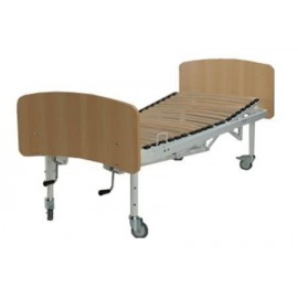 Cama con manivela de 4 planos con piecero, cabecero y ruedas (BG-350)