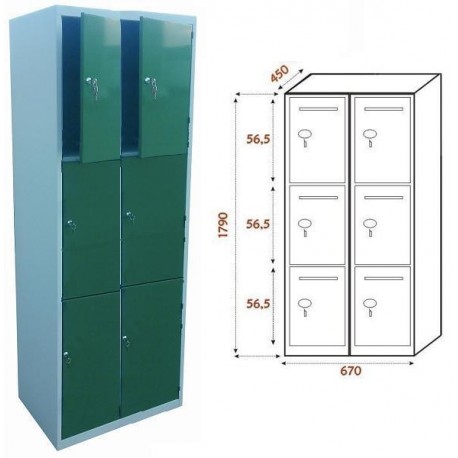 Taquilla Ancho 670. 2 Cuerpos. 6 Puertas (BG-T409)