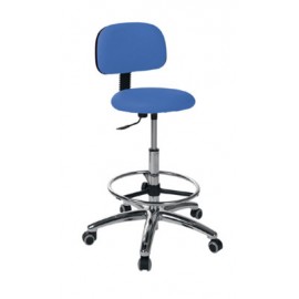 Taburete CIRCULAR base cromada con respaldo y aro reposapies (S-5609)