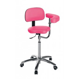 Taburete BICICLETA base cromada con respaldo y brazo multifunción (S-5644)