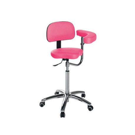 Taburete BICICLETA base cromada con respaldo y brazo multifunción (S-5644)