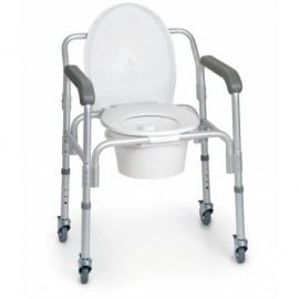 Silla wc - ducha 4 funciones en 1, con 4 ruedas y freno (ORT20157)