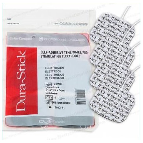 Electrodos adhesivos DURA-STICK cuadrados cable 50X50 mm para TENS-EMS