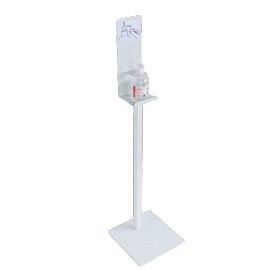 Soporte de gel hidroalcoholico con pie fabricado en acero