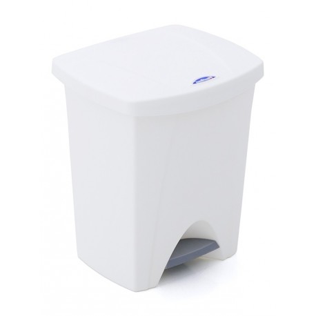 Papelera de plástico blanco 25 litros con pedal