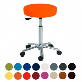 Taburete circular, con pistón a gas, asiento en skai y base en aluminio (BIANC-EM-02)
