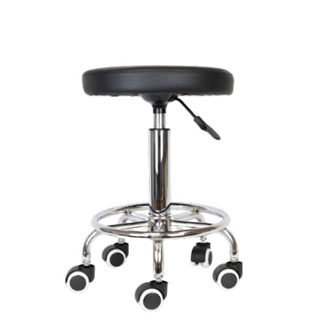 Taburete circular con peana de 5 ruedas regulable en altura (CAL-40405)