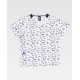 Casaca de manga corta y cuello de pico estampado perros (B9850)