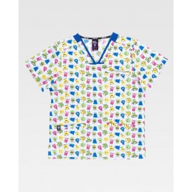 Casaca de manga corta y cuello de pico estampado monstruos (B9855)