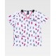 Casaca de manga corta y cuello de pico estampado gente