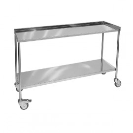 Mesa instrumental quirúrgico, acero inox., 2 planos lisos 90x40x80 (482-6026.80)
