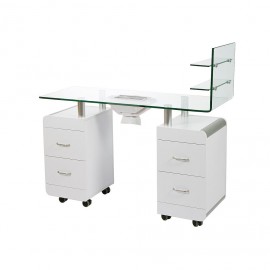 Mesa de manicura PEZI con aspirador y estantería cristal