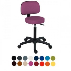 Taburete con respaldo, a gas, asiento en skai. peana de PVC