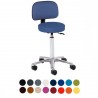Taburete con respaldo, a gas, asiento en skai. peana de PVC