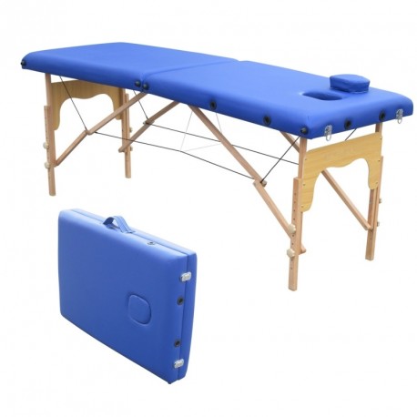 Camilla plegable de madera 180 x 60 cms color azul