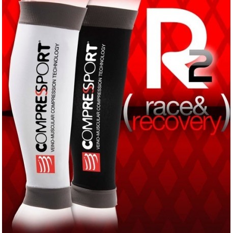 Compressport R2 - Media de compresión pantorrillera - Color blanco o negro
