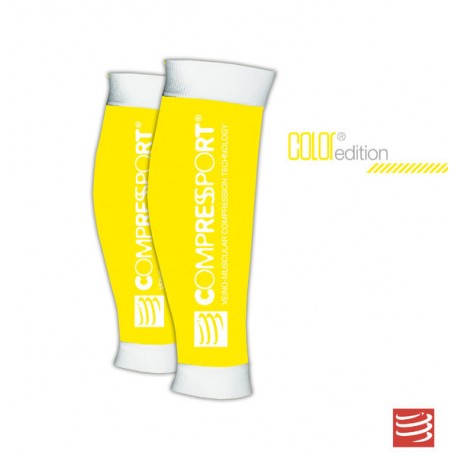 Compressport R2, Media de compresión pantorrillera, Color Amarillo