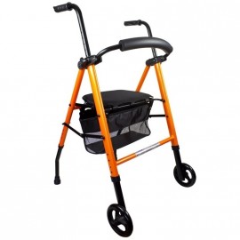 Andador para ancianos 2 ruedas plegable con asiento, respaldo y cesta